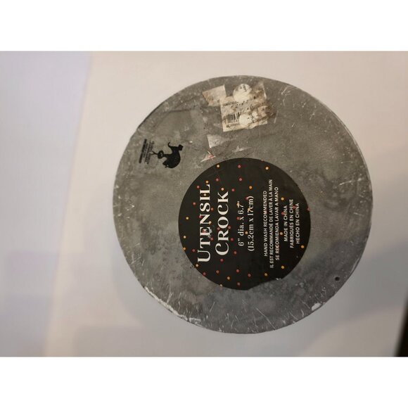 Black Utensil Crock With White Cat Design 6.5" Tall Utensil Crock Halloween Ston - Picture 4 of 6